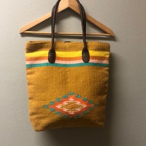 ECOTE' ANTHROPOLOGIE Tribal XL Woven Bag Leather